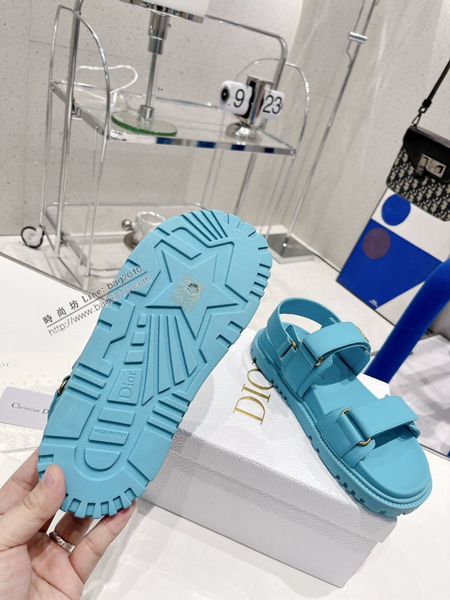 Dior迪奧2022新款新色系魔術貼涼鞋原版複刻專櫃純色系沙灘涼鞋女士涼鞋 dx3081
